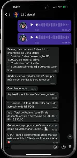 Zé Calculaí calculando orçamento de cozinha