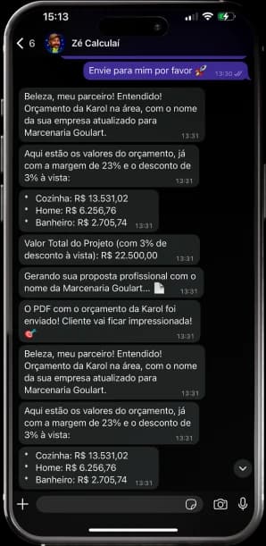 Orçamento com múltiplos ambientes
